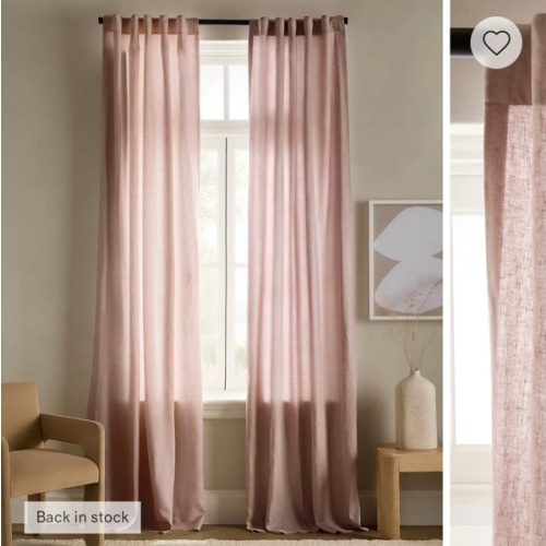 European Linen Curtain in Rose Quartz