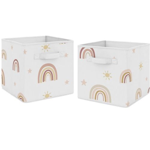 Sweet Jojo Designs Girl Fabric Storage Bins Set Boho Rainbow Collection