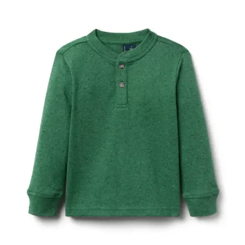 Boy Spruce Forest Speckle Henley Tee by Janie and Jack