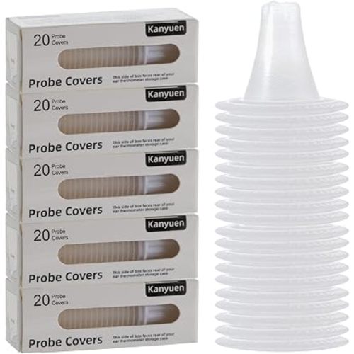 100X Ear Thermometer Probe Covers, Disposable Lens Filters for Braun Thermoscan Themometer, BPA-Free, Refill Covers for Accurate Digital Temperature Readings
