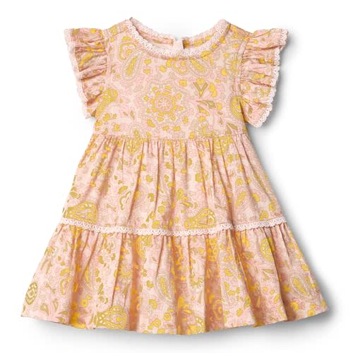 Amazon Essentials x Sofia Grainge Toddlers and Baby Girls' Woven Ruffle Sleeve Dress