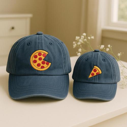 Embroidered Matching Pizza Dad and Kid Hat Set, Whole Pizza and Slice Embroidered Hats, Family Hats, Custom Family Hats, Foodie Dad Cap