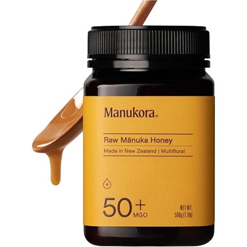 Manukora Raw Manuka Honey MGO 50+, New Zealand Honey, Superfood, 2000+ Natural Compounds, Non-GMO, 3rd-Party Tested, Glyphosate Residue Free, Traceable Hive-to-Hand, Immune and Daily Wellness Support, 500g