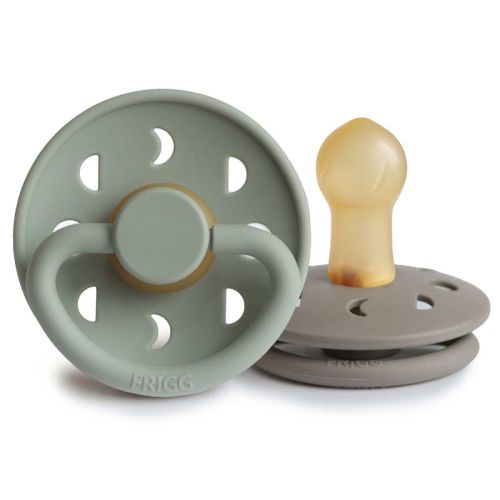 FRIGG Moon Natural Rubber Pacifier 2-Pack Sage/Portobello 0-6 months