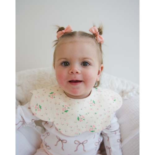 Reversible Organic Muslin Waterproof Bib - Pink Florals