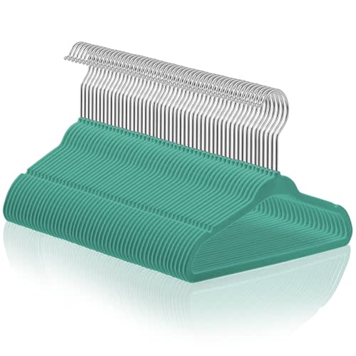Casafield 50 Velvet Baby Hangers - 11" Size for Infant & Toddler Clothes - Teal
