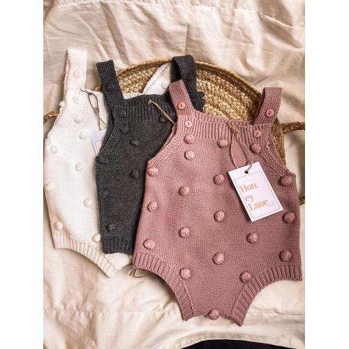 Baby Bobble Romper Bodysuit  Knitted Romper  Baby Girl