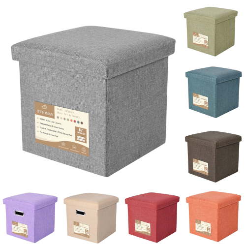 Folding Storage Ottoman Cube Space-Saving Storage Toy Box Foot Rest Stool Seat 11.8"