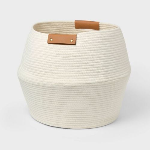 Round Coiled Rope Belly Decorative Basket Cream - Brightroom™