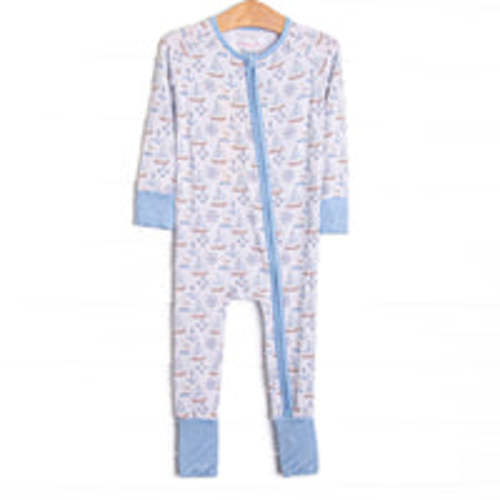 Ahoy Matey Bamboo Zippy Pajama, Blue – Stitchy Fish