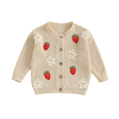 Summffie Baby Girl Cardigan Sweater Infant Toddler Long Sleeve Button Up Knit Jacket Coat Warm Fall Winter Clothes