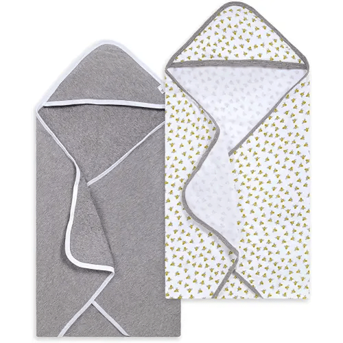 Burt's Bees Baby - Hooded Towels, Absorbent Knit Terry, Super Soft Single Ply, 100% Organic Cotton