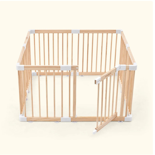 HARPPA Grovi Wooden Baby Gate Playpen | Non-Toxic Foldable DIY Adjustable Play Yard for Infants & Toddlers – Natural Finish Baby Fence for Small & Large Spaces
