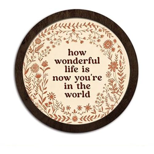 VEEMIKATILL How Wonderful Life Is Now You're In The World Wall Decor, Boho Vintage Baby Girl Woodland Nursery Art Kids Room Decorations for Home Playroom