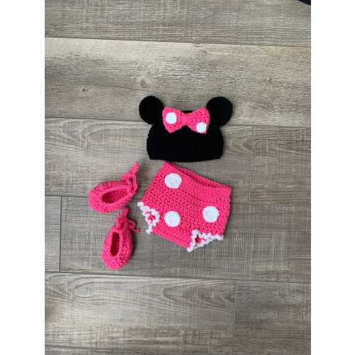 Mouse Baby Girl Costume, Newborn Photography Outfit Girl, Childrens Day Gift, Baby Mouse Hat, Crochet Infant Boots, Baby Photo Session