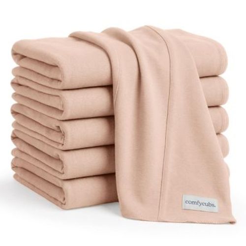 Comfy Cubs Baby Burp Cloths Set Pack of 6 - Large, 6-Layer, Ultra Absorbent Soft 100% Cotton for Infants - Blush