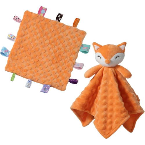 CREVENT Cozy Plush Baby Security Blankets Gift Set,Orange Fox,2 Pack