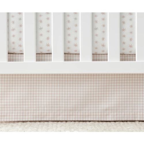 Ditsy Gingham Classic Cool Organic Cotton Percale Tailored Crib Skirt - Pink