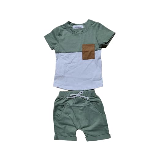 YINGISFITM Toddler Baby Boy Clothes Letter Short Sleeve T Shirt Top Boys Shorts with Pocket Cute Summer Outfit 2Pcs Set