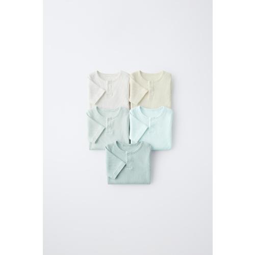 FIVE-PACK HENLEY NECK SHORT SLEEVE BODYSUITS - Multicolored | ZARA United States