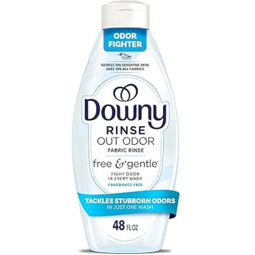 Downy Free & Gentle Rinse Laundry Odor Remover, Scent Free, 48 FL OZ, Gentle on skin, No dyes or heavy perfumes, Fabric Softener and Laundry Odor Removal Rinse