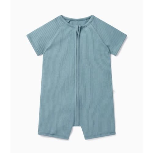 Ribbed Zip Summer Sleepsuit Ribbed Blue / 3 - 6 M