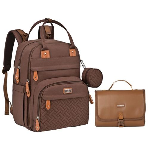 BabbleRoo Diaper Bag Backpack Stylish Hands-Free Baby Bag with Changing Pad, Stroller Straps & Water-Resistant