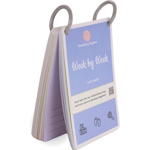 Week by Week Progress Cards: 52 Weekly Baby Cards, QR Videos Track Infant’s 1st Year of Life, Read, Scan, Learn, Grow, Memory Activities Journal, Child’s Monthly Stages,Grip Loops