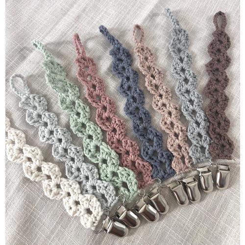 Handmade Crochet Pacifier Clip | 100% Cotton Binky Holder | Neutral Baby Shower Gift | Coastal Pacifier Clip for Newborn | Baby Accessories