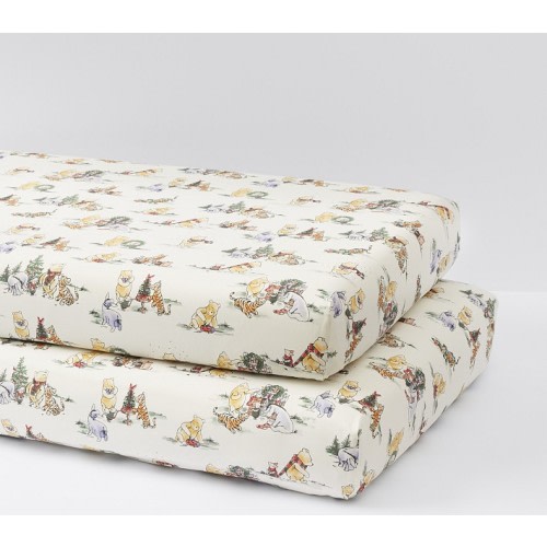 Disney's Winnie the Pooh Holiday Organic Crib Fitted Sheet