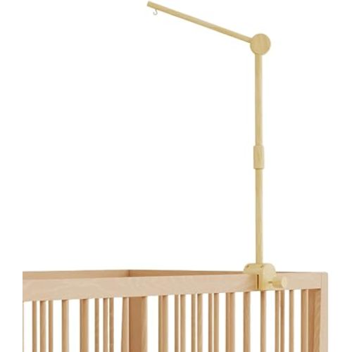 Wood Mobile Arm for Crib, Clamp-On Baby Hanger for Flat Rails, Stable Wooden Holder, Minimalist Nursery Support, Arm Only