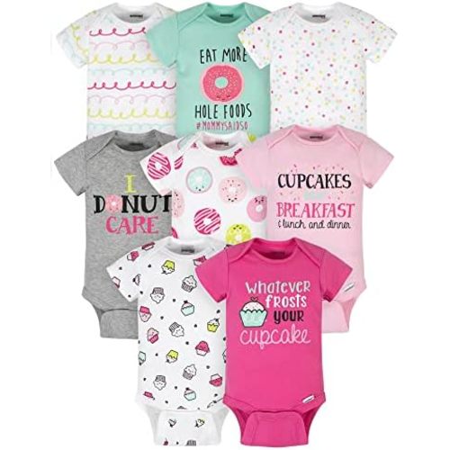 Onesies Brand baby girls 8-pack Short Sleeve Mix & Match Bodysuits and Toddler T Shirt Set, Pink Sweet Treats, 0-3 Months US