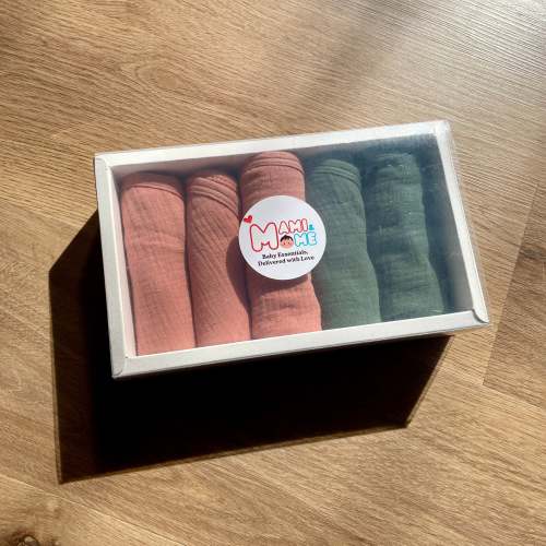 5-Piece Muslin Burping Cloths Gift Set