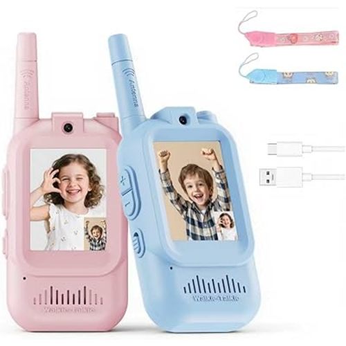 Video Walkie Talkies for Kids, 2 Pack Rechargeable Kids Video Walkie Talkies with Camera, Facetime Walkie Talkie for Indoor Outdoor Games, Camping, Hiking for Boys Girls Ages 3-12