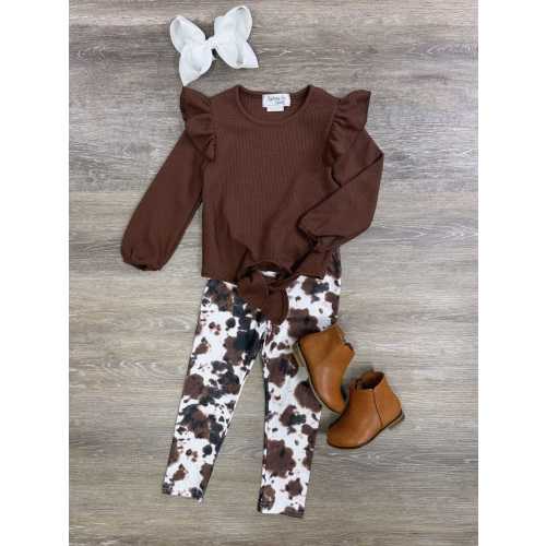 Brown Cow Brown Cow Girls Tie Top Leggings Outfit
