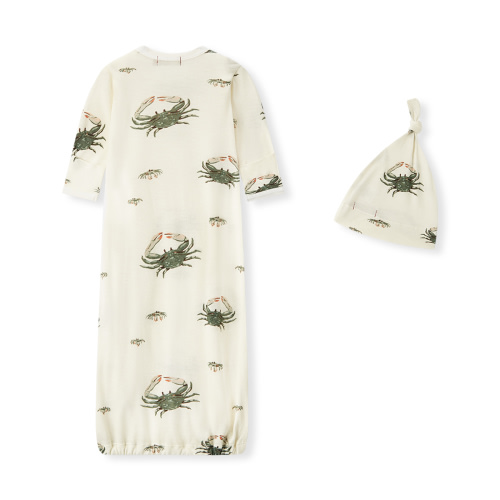 Newborn Gown & Hat Set - Coastal Crab