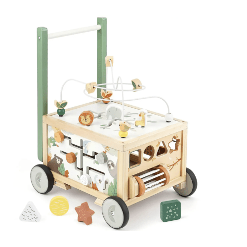 Adjustable Wooden Baby Push Walker for Toddlers