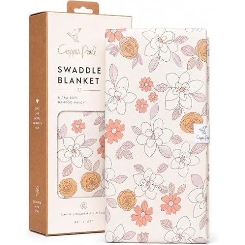Copper Pearl Swaddle Blankets for Newborns | Soft Stretchy Receiving Blankets for Boys and Girls | Large 46 x 46 Inch Baby Blankets | Lightweight and Breathable Swaddles | Ferra