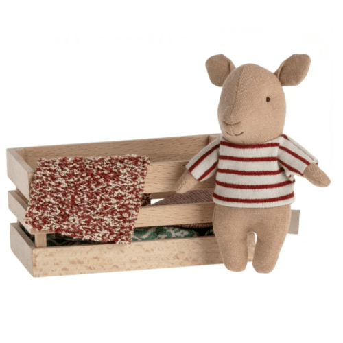 Piglet in a Wooden Box- Red