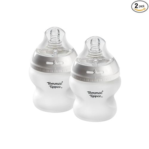 Tommee Tippee Natural Start Silicone Coated Glass Baby Bottles for Feeding from Newborn Up, 5oz, 2 Pack