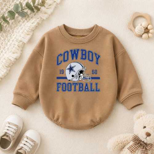 Cowboy Football Baby Romper, Western Baby Outfit, Football Baby Shirt, Toddler Sports Sweatshirt, Cowboy Theme Baby Clothes