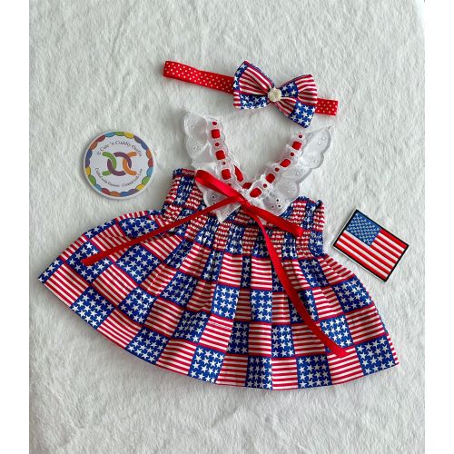 4th of July Baby Dress: Stars & Stripes Outfit with Headband