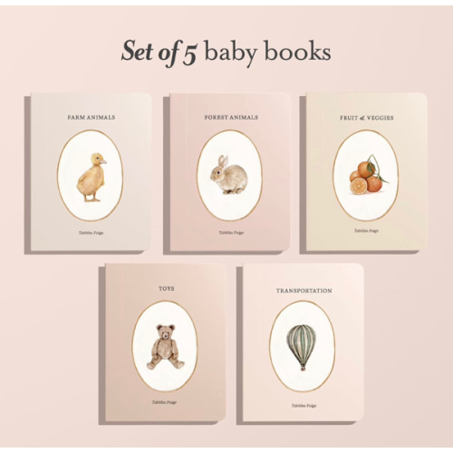 Our Little Library: A Foundational Language Vocabulary Board Book Set for Babies, Including Farm & Forest Animals, Fruits & Veggies, Toys & More (Tabitha Paige Children's Book Series)