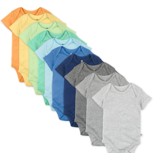 Honestbaby 10-Pack Short Sleeve Bodysuits One-Piece 100% Organic Cotton for Infant Baby Boys, Girls, Unisex