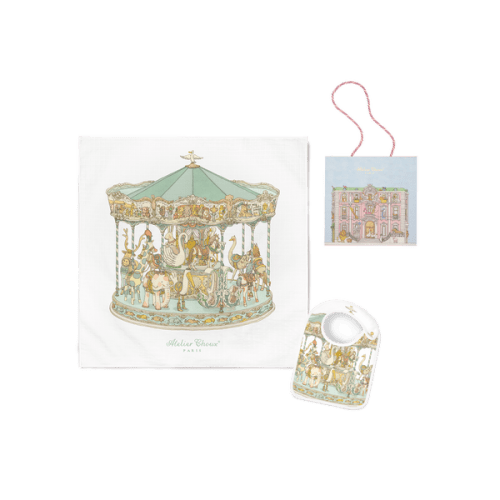 Carré & Satin Bib Set - Carousel Green