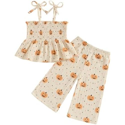 Kaipiclos Toddler Girl Clothes Baby Summer Outfits Daisy Print Sleeveless Smocked Camisole Linen Pants 12 18 24 Month 3T 4T