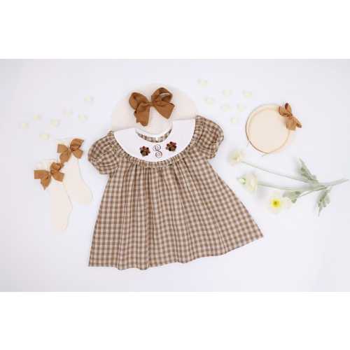 Thanksgiving Turkey Smocked Bubble , Matching Sibling, Puff Sleeves Bubble Dress, Baby Girl Heirloom Dress Gift Cute Fall Earth Tone Outfit