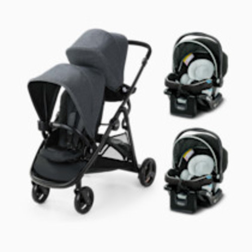 Graco Ready2Grow 2.0 Double Stroller and SnugRide Lite LX Infant Car Seat Twin Bundle