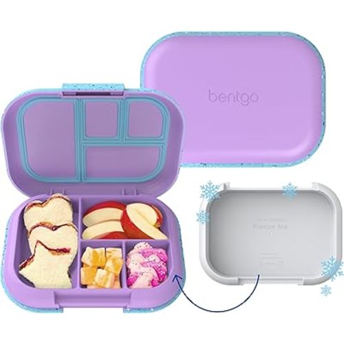 Bentgo Chill Kids Leak-Proof Lunch Box - 4-Compartment Bento Box with Built-In Ice Pack, 3.3 Cup Capacity, PFAS & BPA-Free, Microwave & Dishwasher Safe, Ideal Size for Ages 3 to 7 (Vivid Orchid)