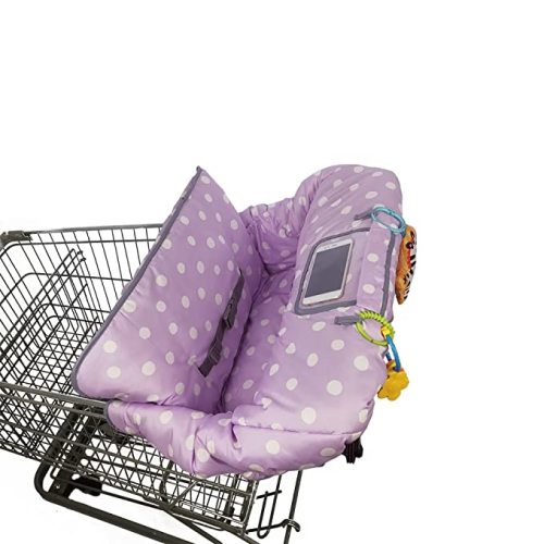 Shopping Cart Cover for Baby boy Girl, Multi-in-1 Cart Covers for Babies, Infant High Chair Cover, Machine Washable, Soft Padded Grocery cart seat Cushion Cover, Purple dot